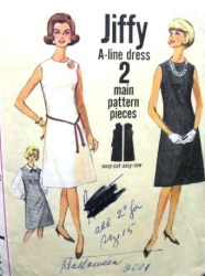 5508 JIFFY A-LINE 1964 SLEEVELESS DRESS  PATTERN 16 36